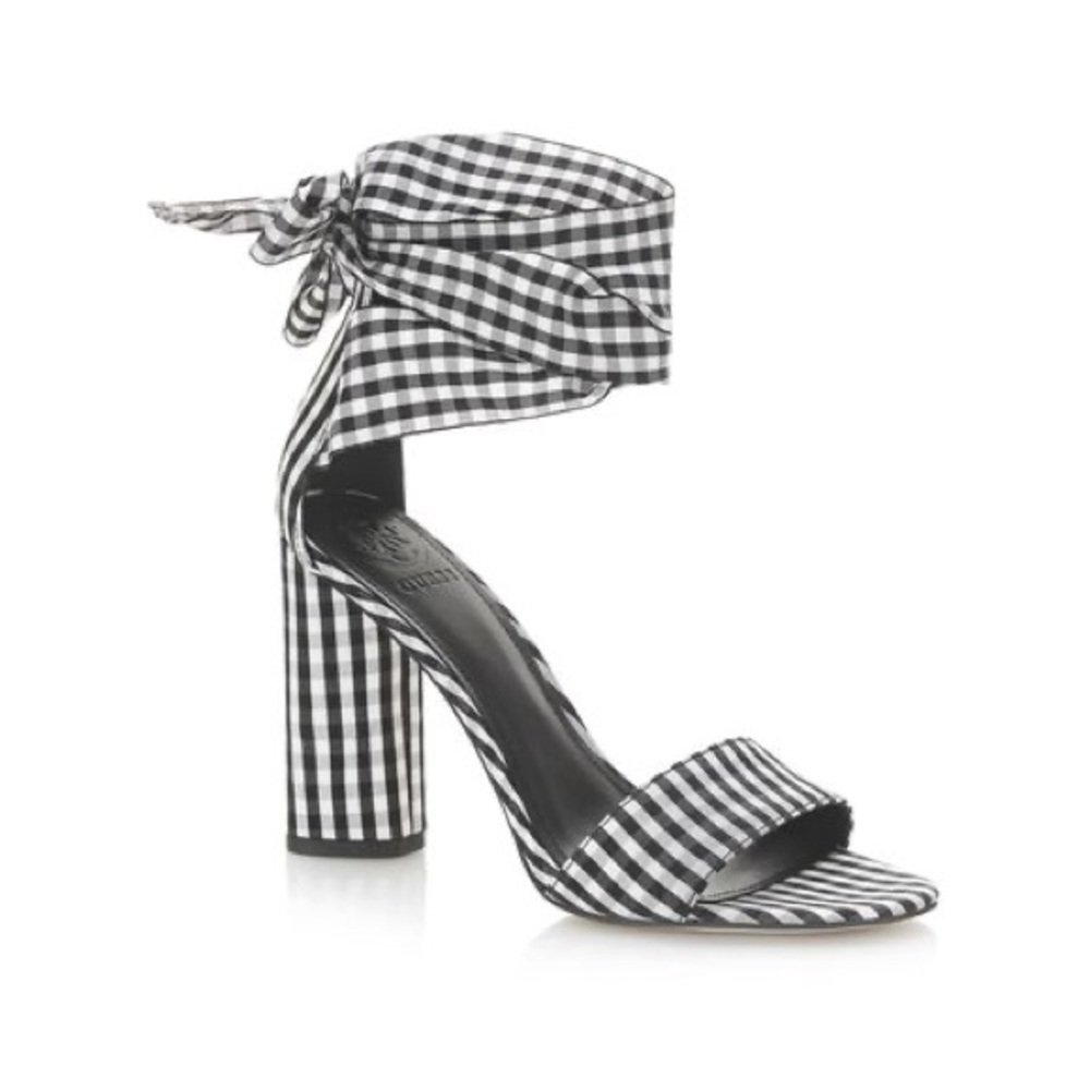 JLO X GUESS Plaid wrap around heels